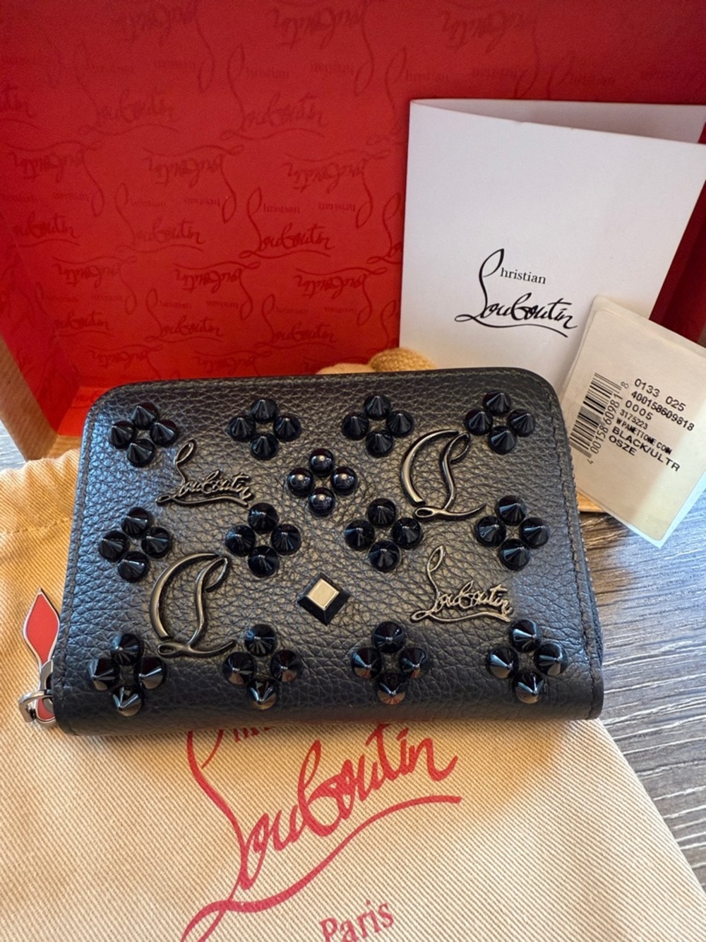 Christian Louboutin, Panettone Coin purse Grained Calf leather Ultra Black